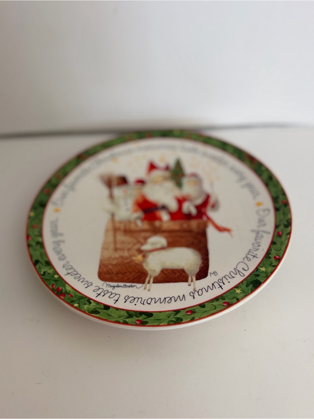 Natures Sketchbook Santa Christmas Ceramic Decorative Plate Round 8 in 1996